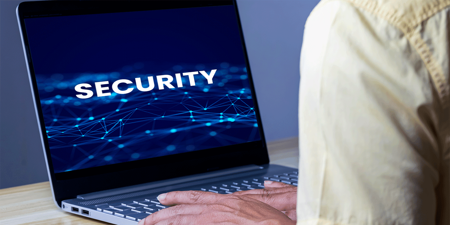 Computer screen with the word security displayed, representing the MITRE ATT&CK knowledge base